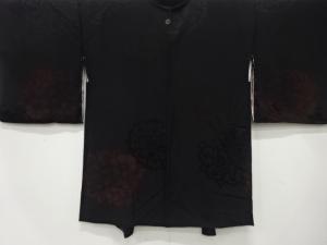 大正ロマン　漆　花丸模様織出し　一ツ紋羽織